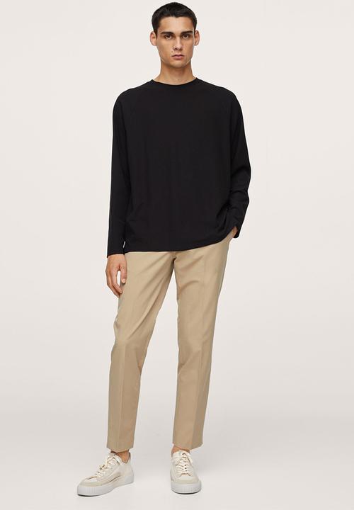 MANGO - Munt long sleeve piqué t-shirt - black