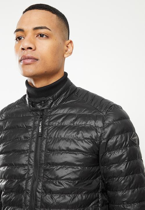 Replay - Puffer biker jacket - black