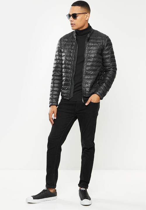 Replay - Puffer biker jacket - black