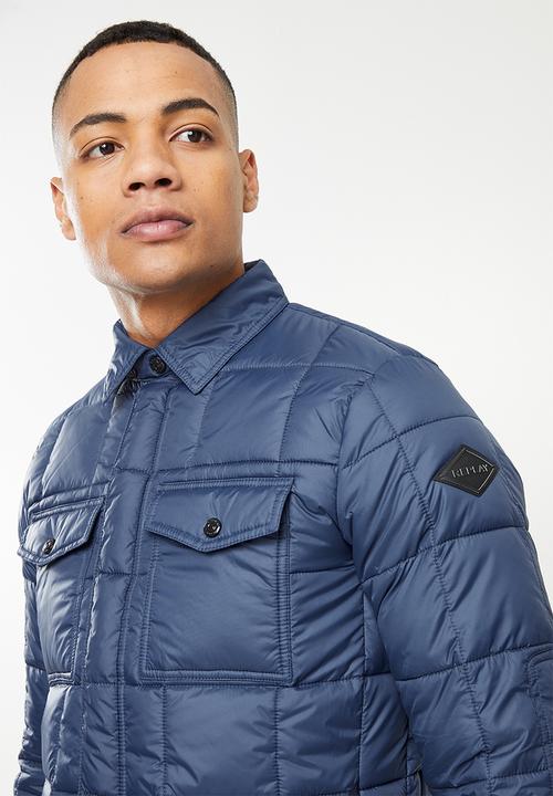 Replay - Utility puffer zip jacket - blue