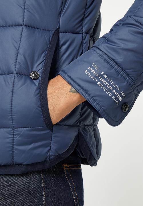 Replay - Utility puffer zip jacket - blue