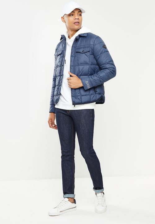 Replay - Utility puffer zip jacket - blue
