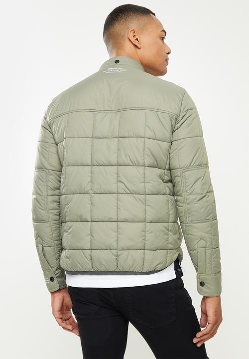 Replay - Utility puffer zip jacket - green