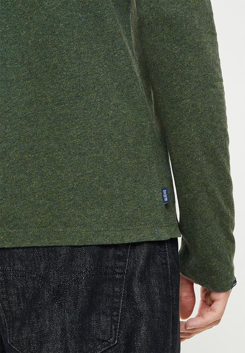 Superdry. - Vintage logo emb long sleeve top - khaki jaspe
