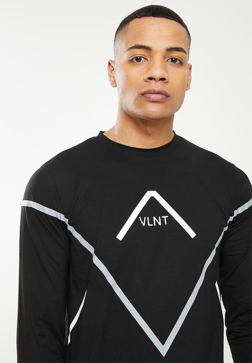 Valenta - Stretch long sleeve reverse v tee - black