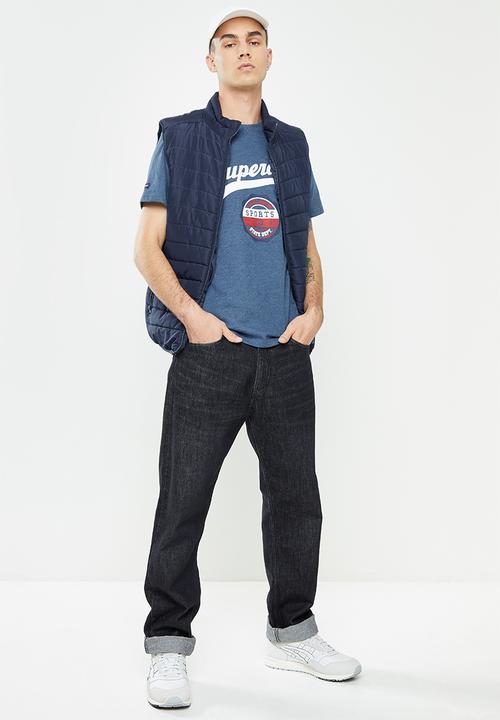 Superdry. - Script style col tee - rich blue marl