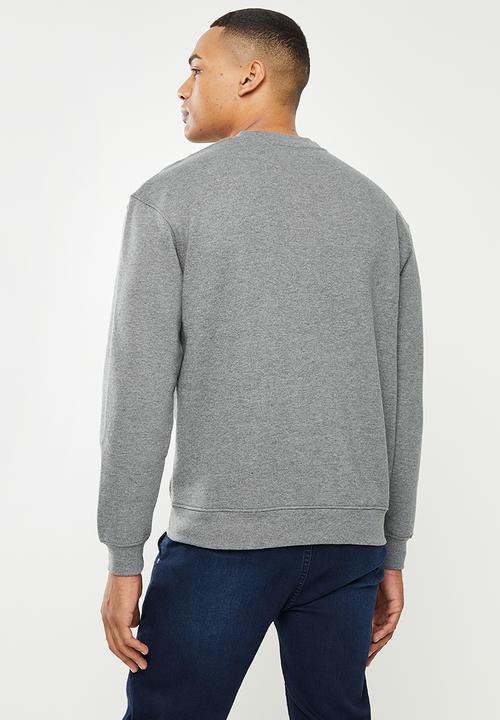 Jonathan D - Isaac brushed fleece crew neck sweatshirt- grey melange