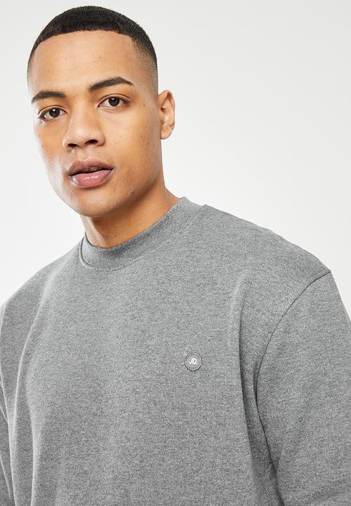Jonathan D - Isaac brushed fleece crew neck sweatshirt- grey melange