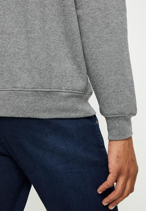 Jonathan D - Isaac brushed fleece crew neck sweatshirt- grey melange