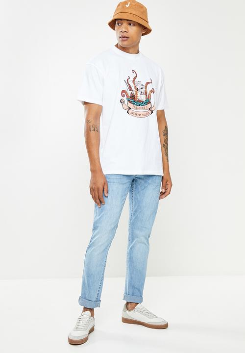 Jonathan D - Davey Oversized SS Printed Tee- White