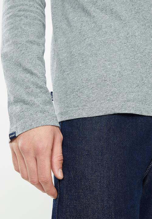 Superdry. - Vintage logo emb long sleeve top - light aqua jaspe