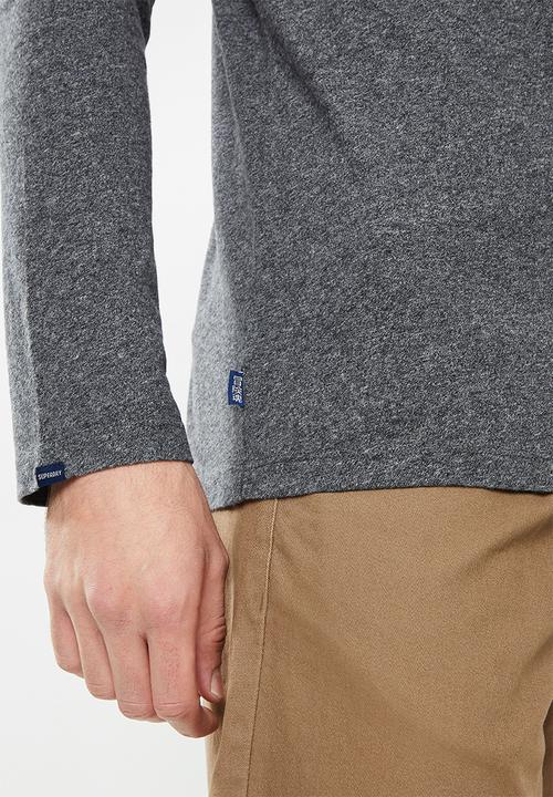 Superdry. - Vintage logo emb long sleeve top - grey black twist