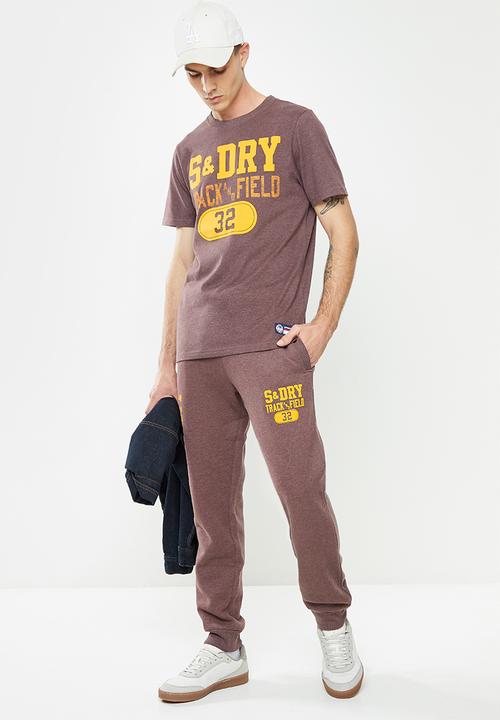 Superdry. - T&f jogger - rich deep burgundy marl