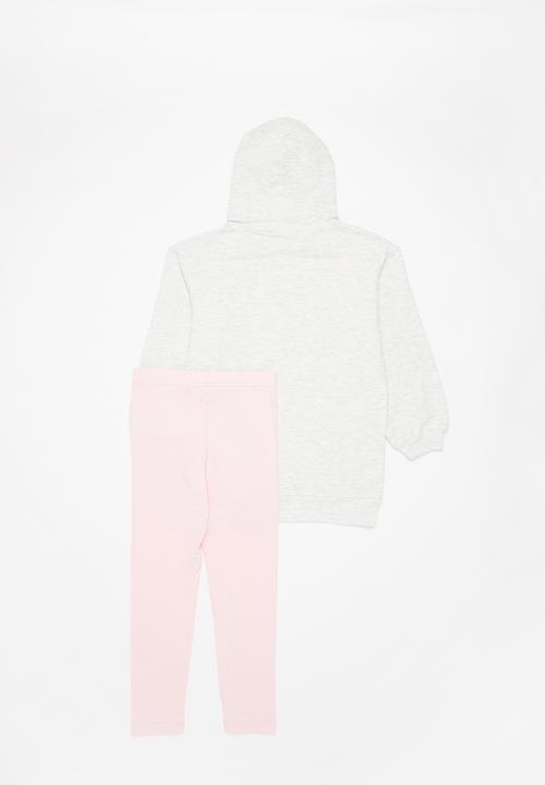 Pop Candy - Longer length hoodie & legging set - pink & grey 