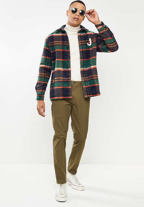 Jonathan D - Russell Sherpa Lined Check Jacket- Pine