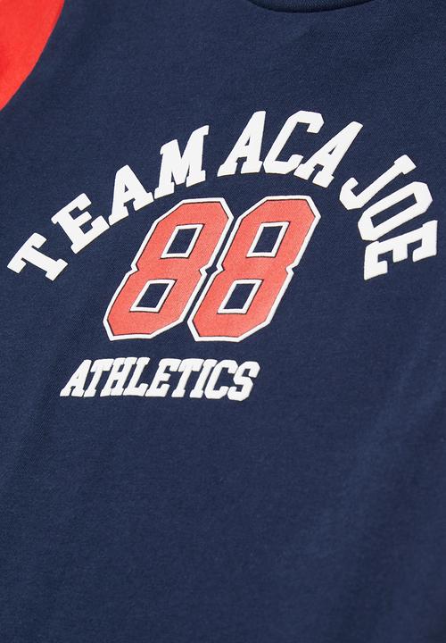 Aca Joe - Aca joe high square crew tee - navy/red