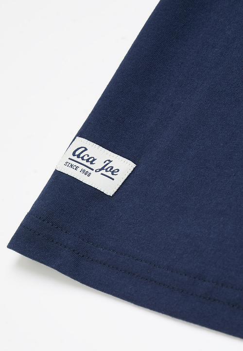 Aca Joe - Aca joe high square crew tee - navy/red
