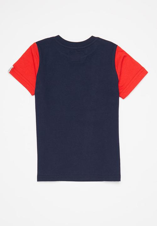 Aca Joe - Aca joe high square crew tee - navy/red