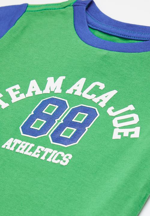 Aca Joe - Aca joe high square crew tee - green/blue