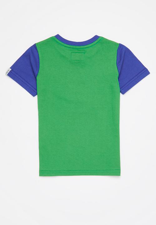 Aca Joe - Aca joe high square crew tee - green/blue