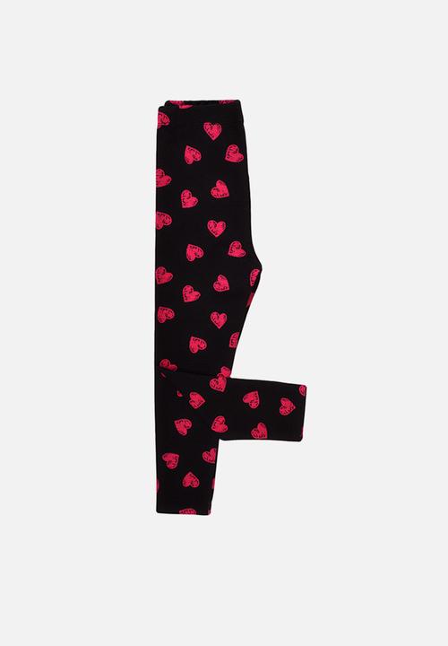MINOTI - Heart basic legging - black & pink 