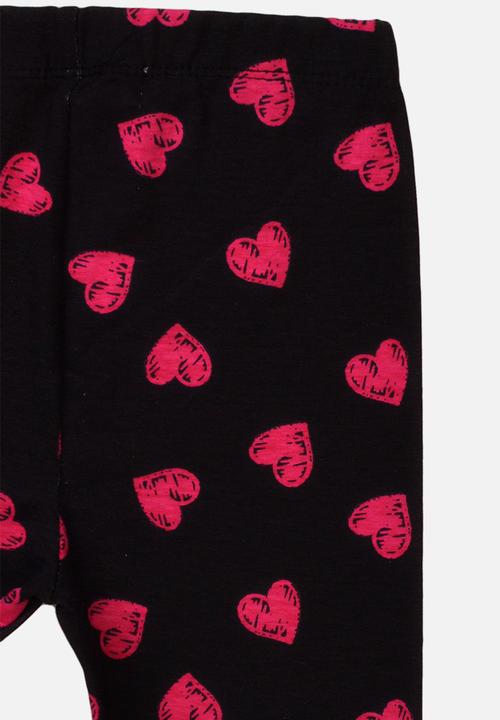 MINOTI - Heart basic legging - black & pink 