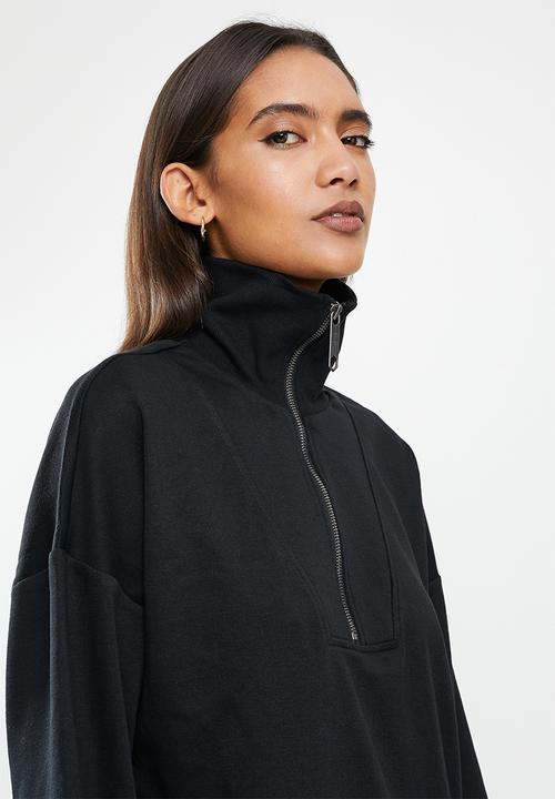 Noisy May - Kaylee long sleeve sweat dress - black