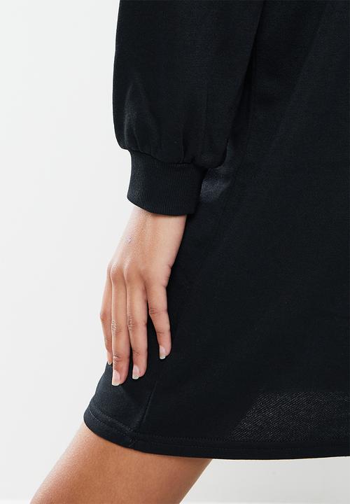 Noisy May - Kaylee long sleeve sweat dress - black