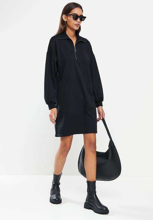 Noisy May - Kaylee long sleeve sweat dress - black