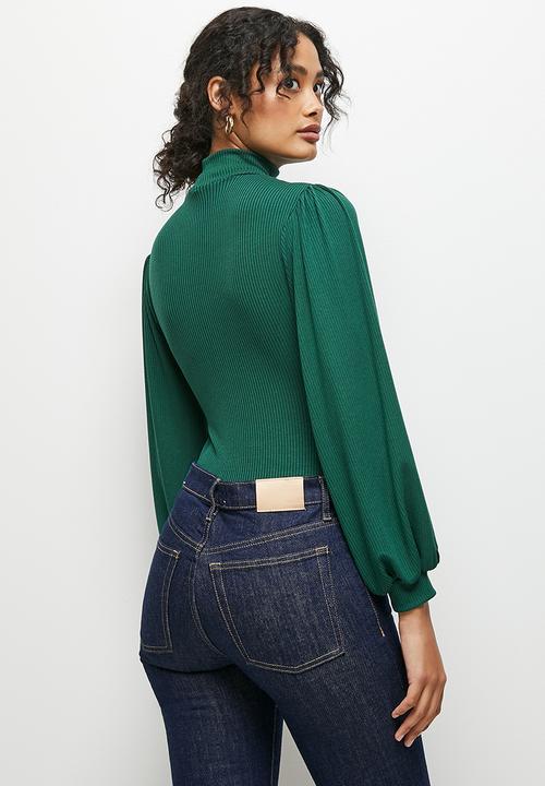 MILLA - Polo neck puff sleeve bodysuit - botanical garden