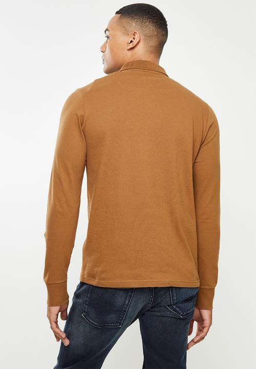 Replay - Replay stretch long sleeve polo - brown