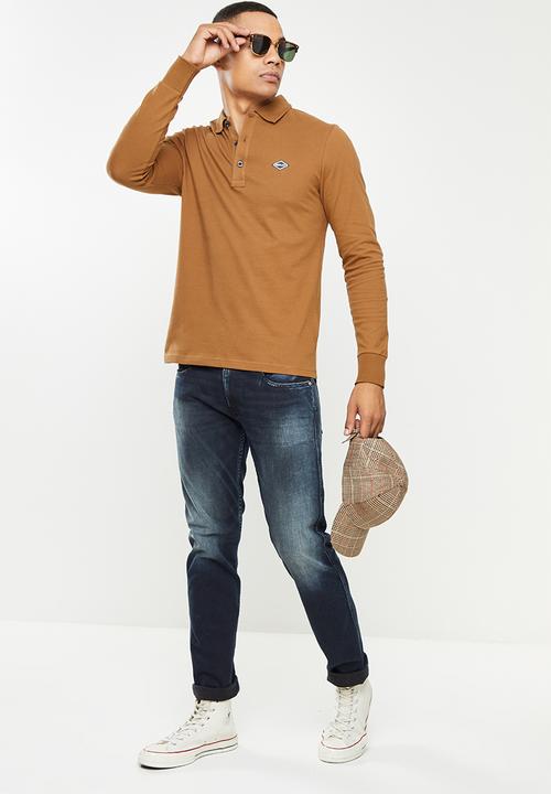 Replay - Replay stretch long sleeve polo - brown