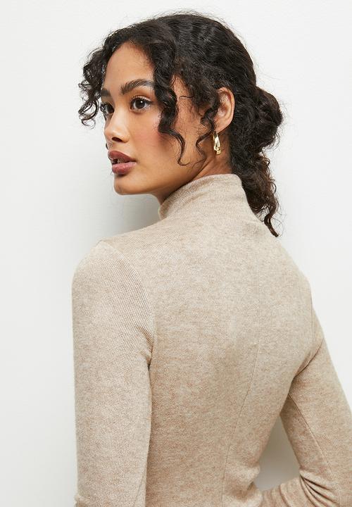 MILLA - Soft touch knit fit and flare dress - new oatmeal