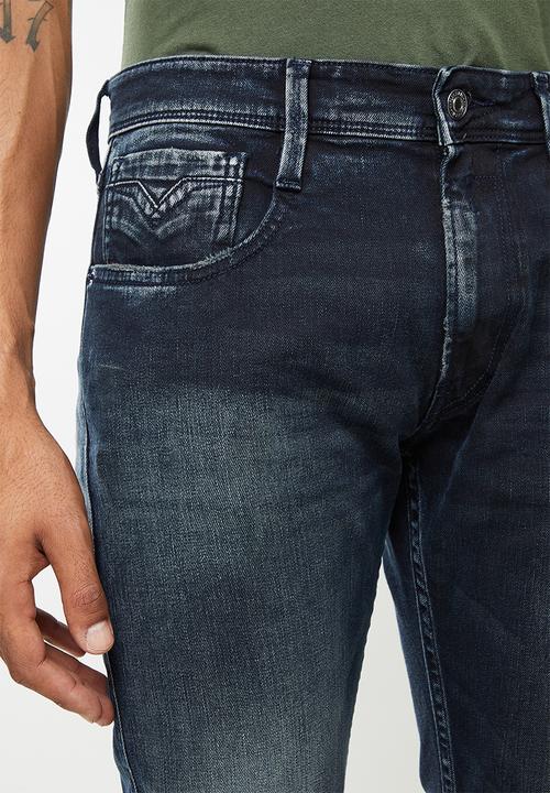 Replay - Stone washed slim fit jeans - black