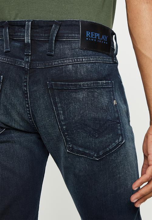 Replay - Stone washed slim fit jeans - black
