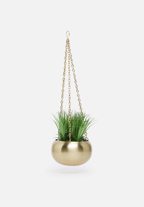 Sixth Floor - Bobo iron hanging planter - gold