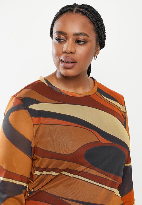 Me&B - Plus digital printed mesh dress - multi