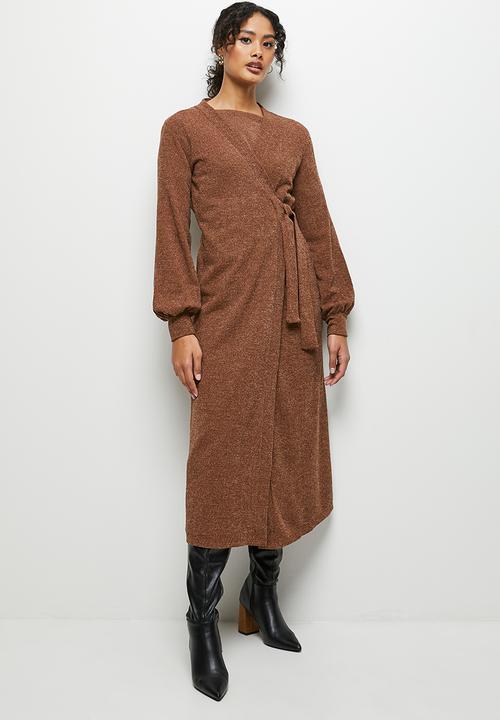 MILLA - Soft touch wrap dress - chocolate