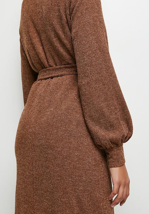 MILLA - Soft touch wrap dress - chocolate