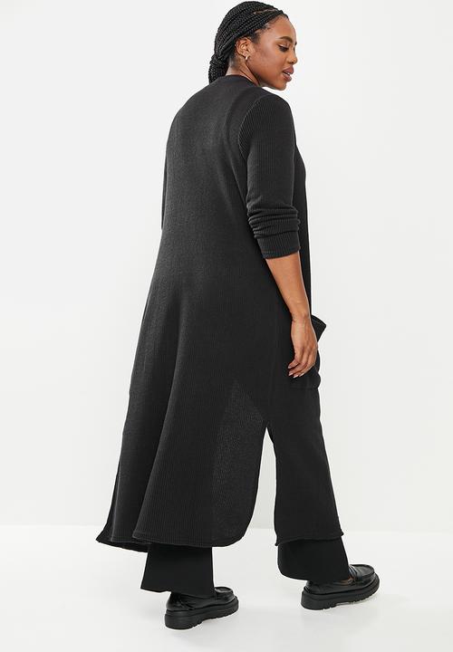 Me&B - Plus waffle cut and sew cardigan - black