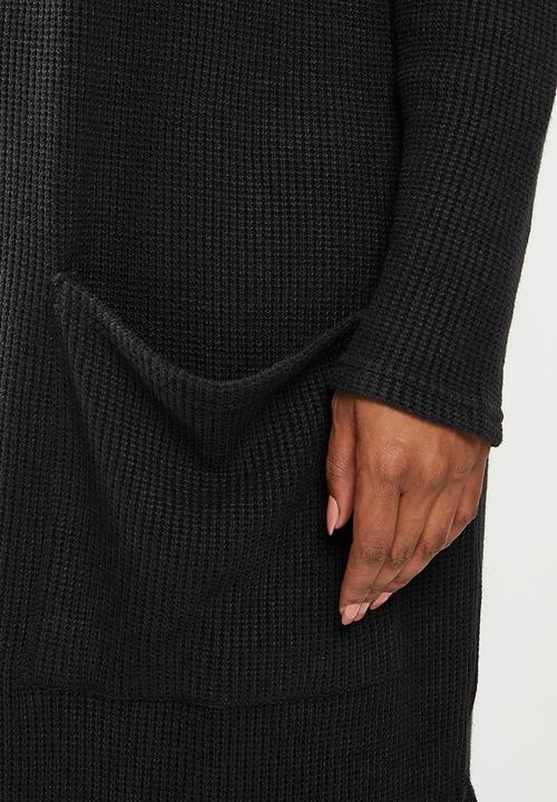 Me&B - Plus waffle cut and sew cardigan - black