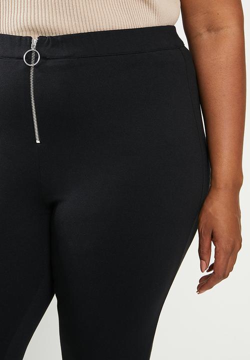Me&B - Plus plain knit trousers - black