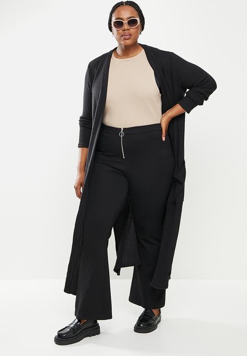 Me&B - Plus plain knit trousers - black