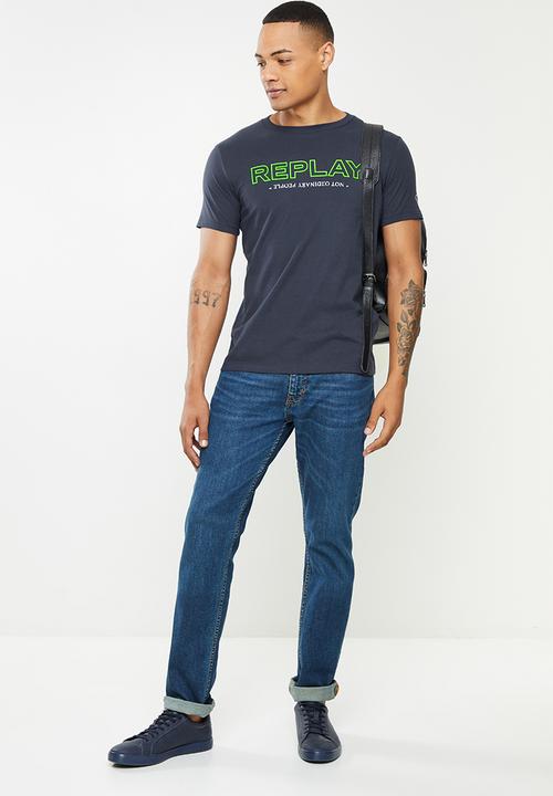 Replay - Replay logo tee - navy
