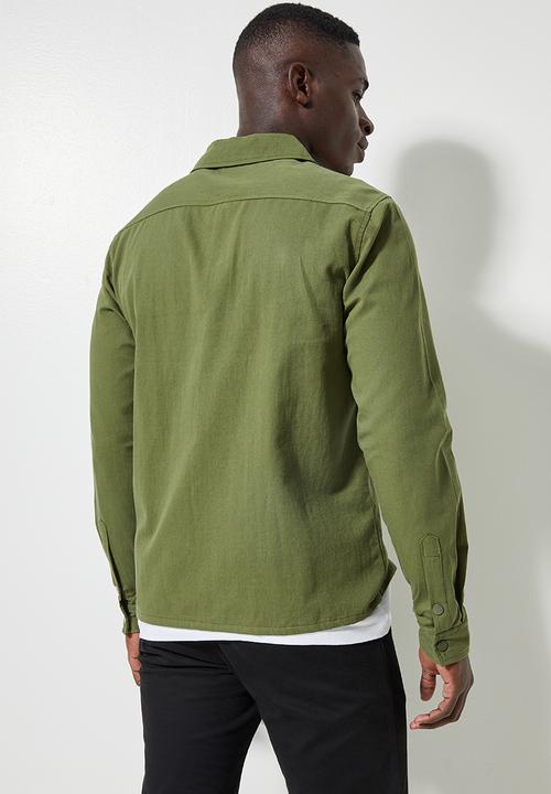 Superbalist - Regular fit double pocket utility shirt - green