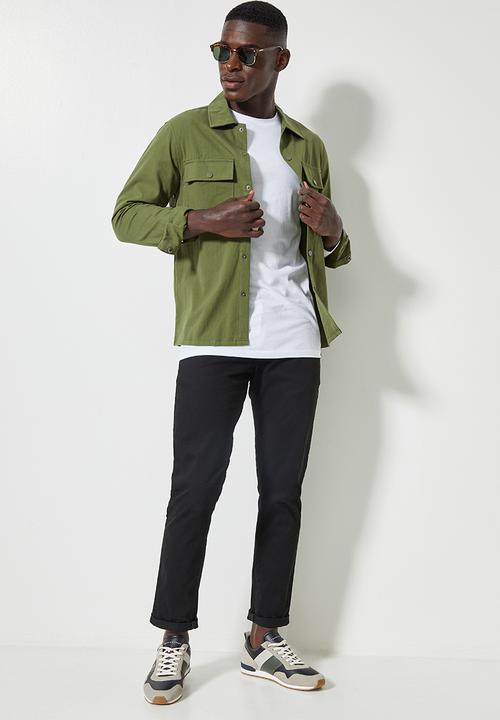 Superbalist - Regular fit double pocket utility shirt - green