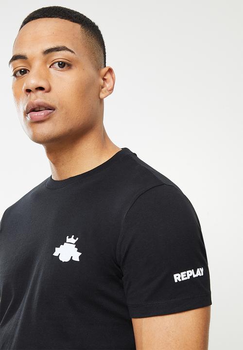Replay - Replay crown print tee - black
