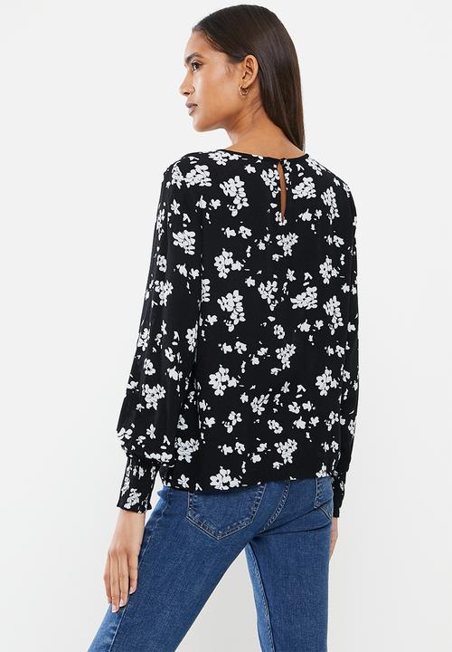 Vero Moda - Gloria long sleeve o-neck top - black