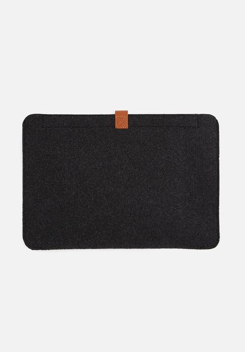 The Joinery - Charcoal felt - tan leather closure
