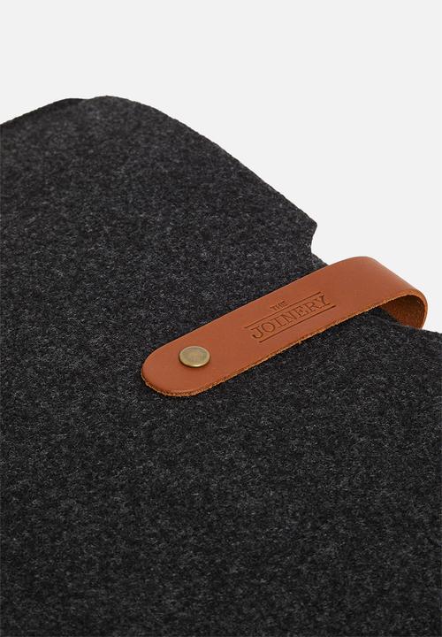 The Joinery - Charcoal felt - tan leather closure
